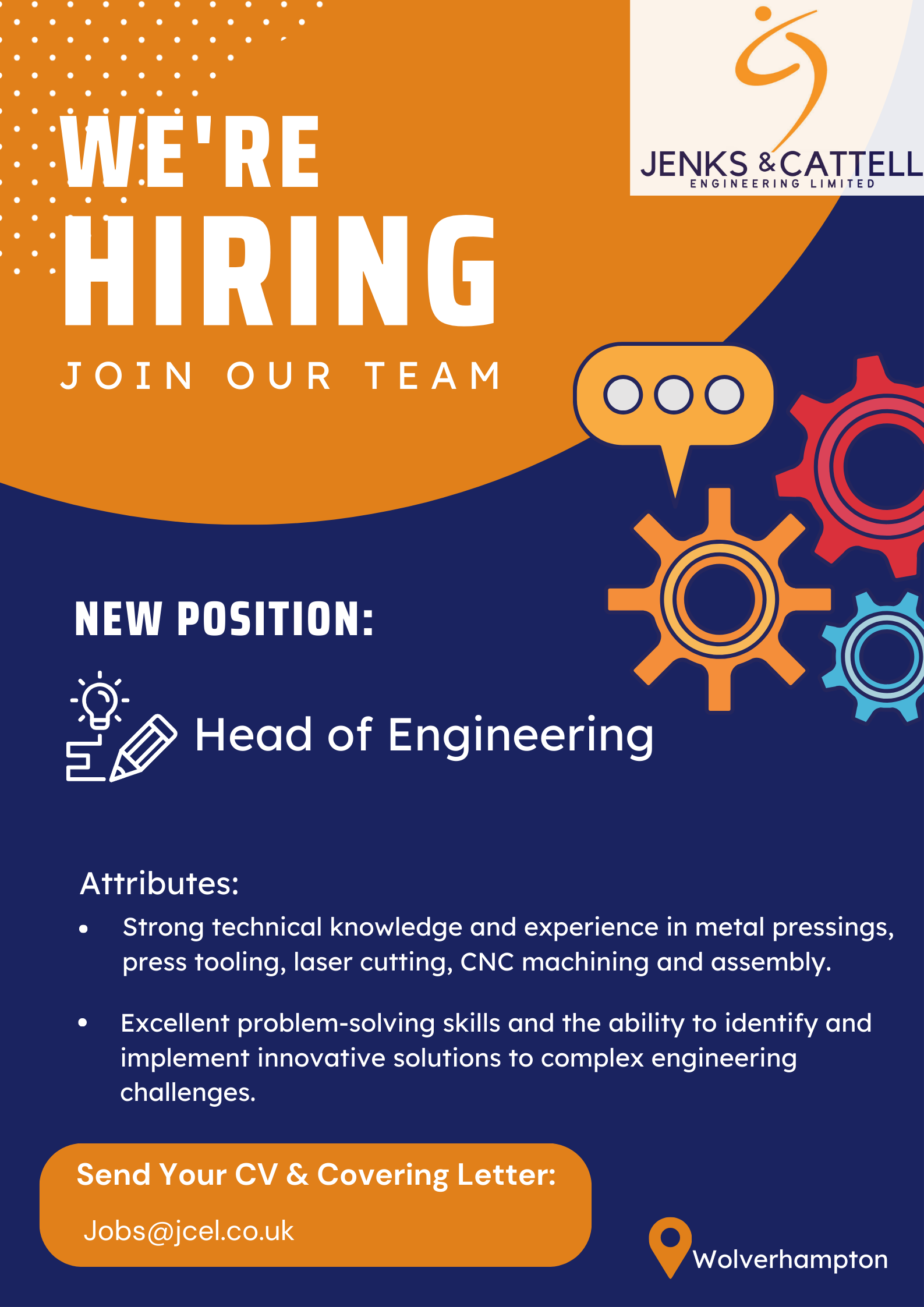 Head of Engineering Job Vacancy - Join Our Team - Jenks & Cattell ...